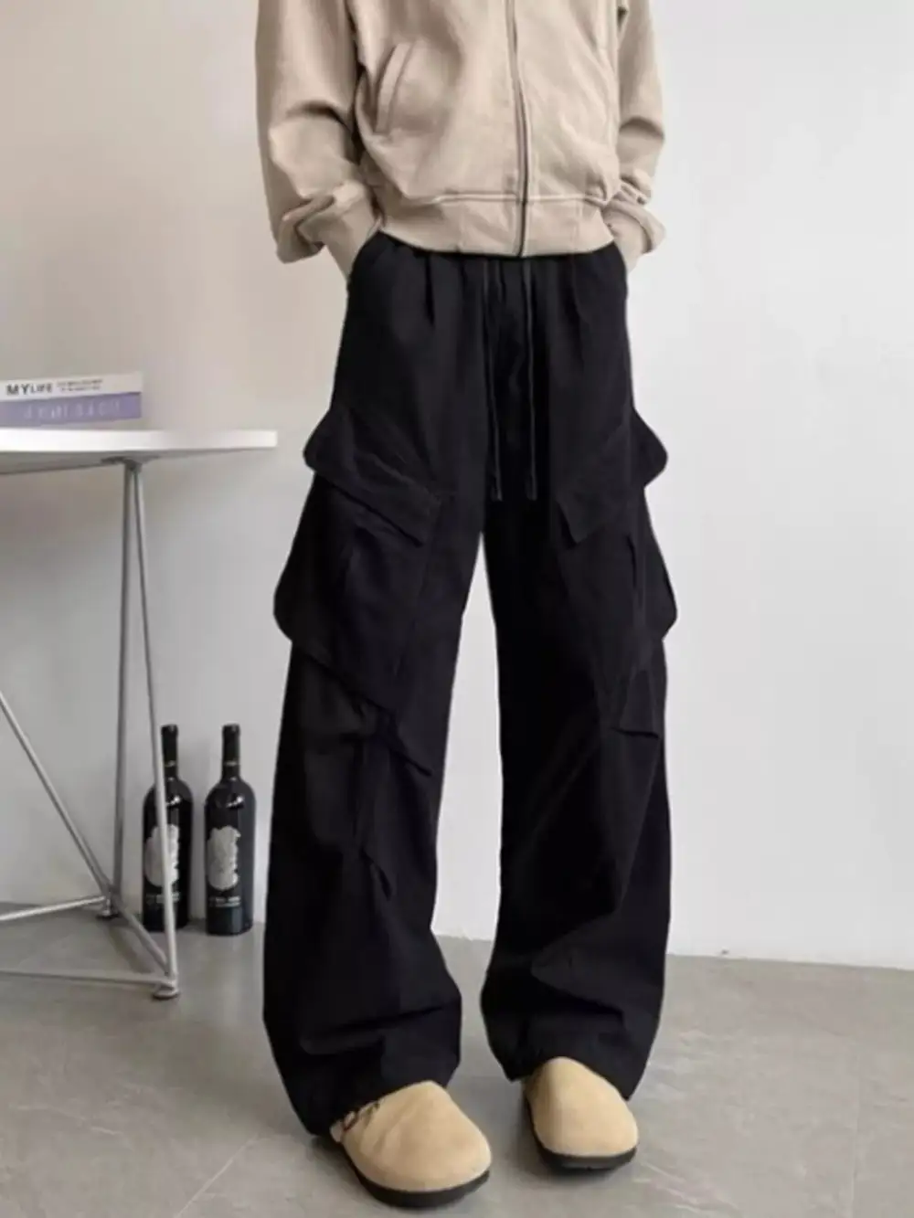 Textured Men's Plus Size Loose Fit Cargo Pants