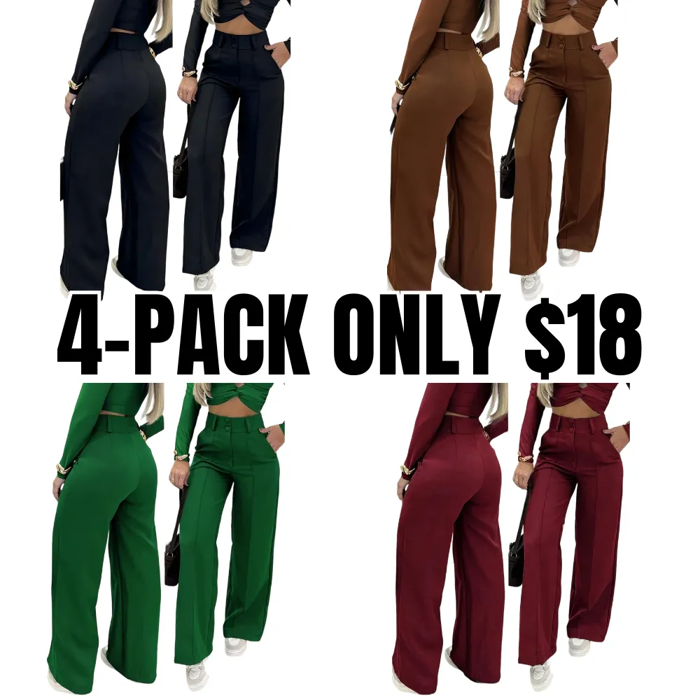 Women's Simple Wide-Leg Pants with Double Button Front, Versatile Commuter Essential Single Piece