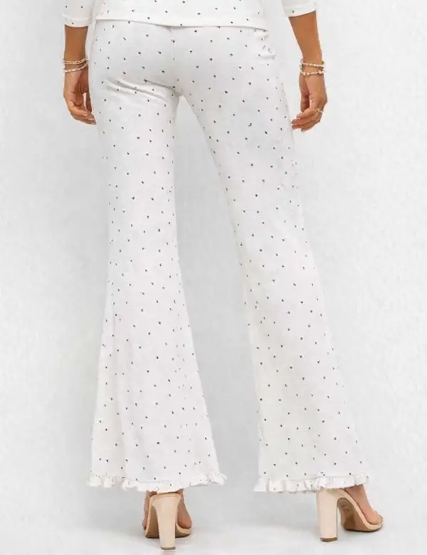Chic Polka Dot Elastic Waist Flared Leg Pants