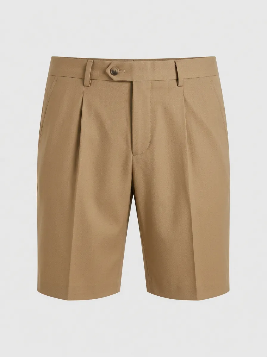 Men's Casual Business Khaki Pleated Tailored Shorts
