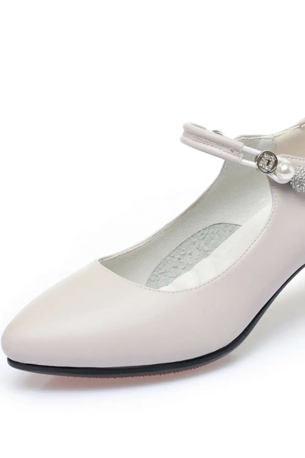 Buckle Strap Chunky Heel Breathable Everyday Pumps