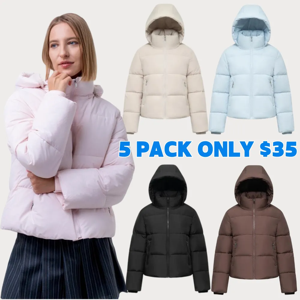 WarmCore Premium Short Puffer Jackets with Removable Hood & Optional Faux Fur Linging