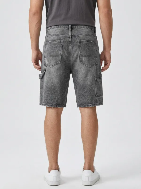 Men's Geometric Distressed Street Inspired Distressed Denim Shorts