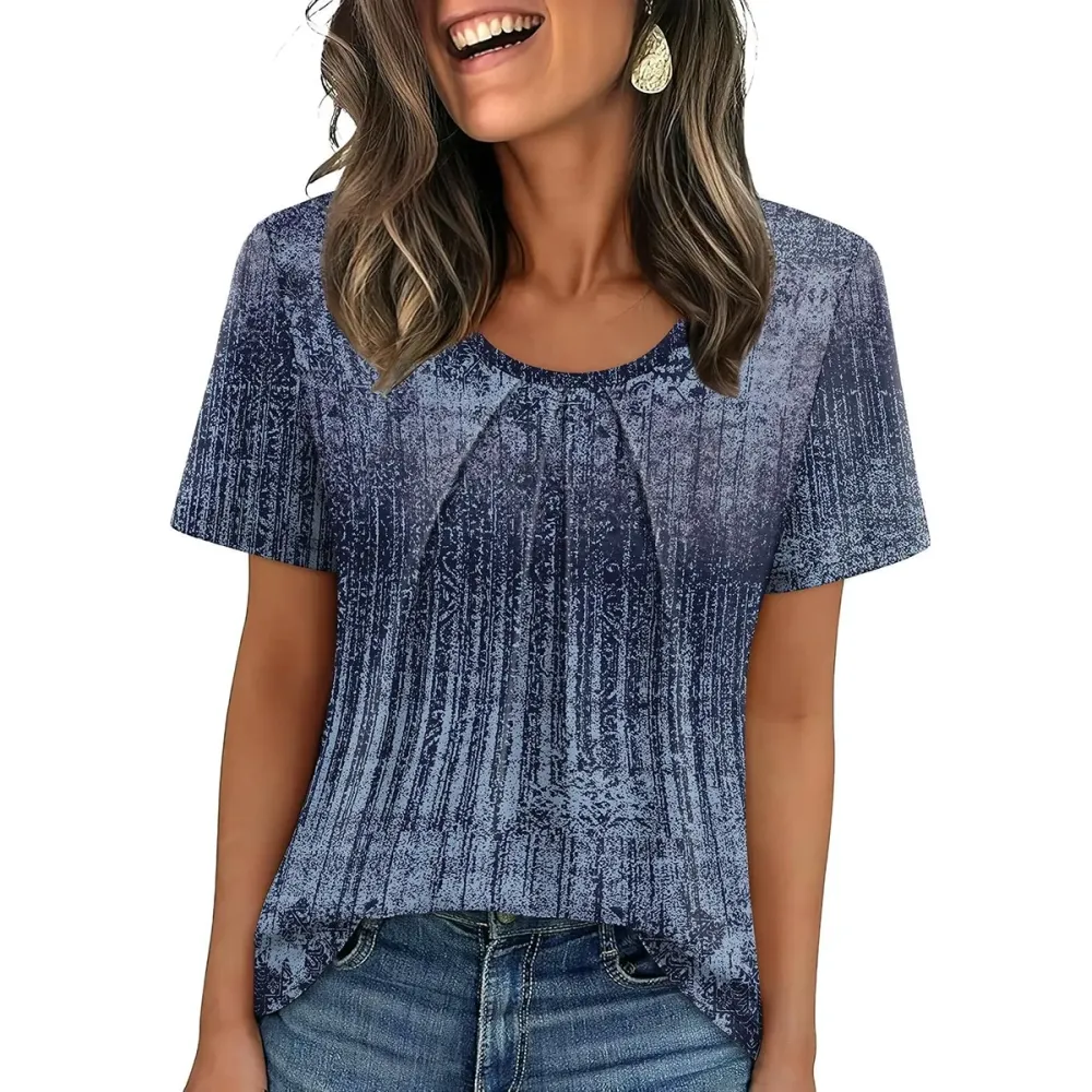 🔥Last Day: 8-Pack Only $24 🎨Women's Pleated Short-Sleeve Top
