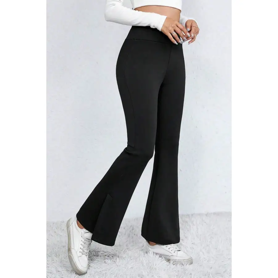 Slit High Waist Bootcut Pants