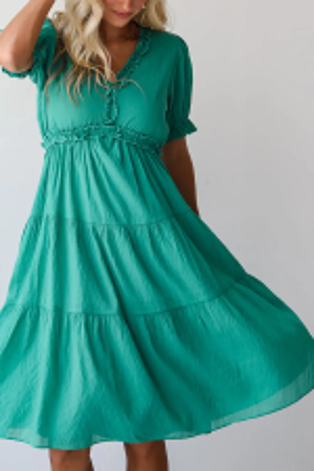 Green Tiered Midi Dress