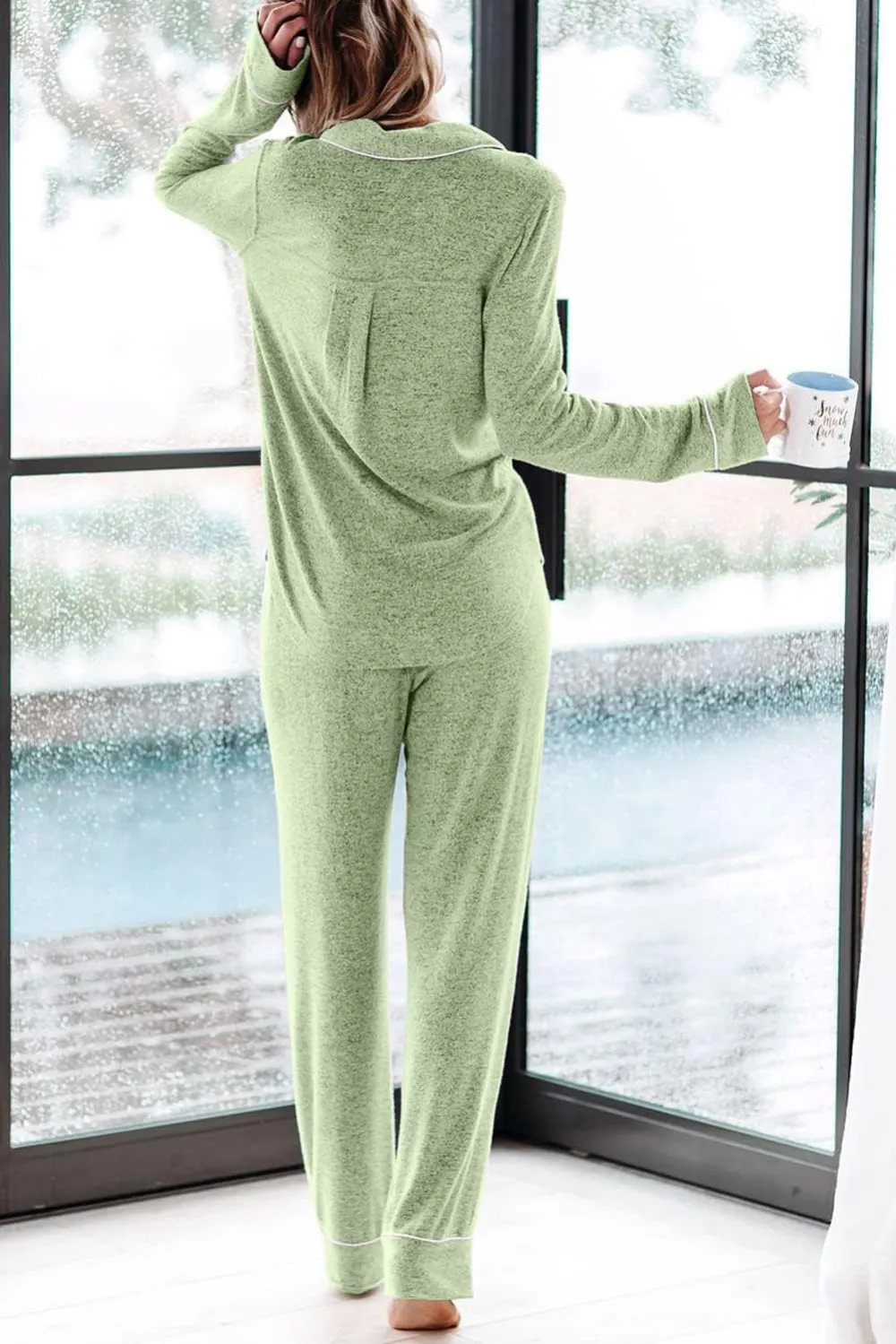 Women's Pajama Sets Long Sleeve Button Down Sleepwear Nightwear Soft Pjs Lounge Sets