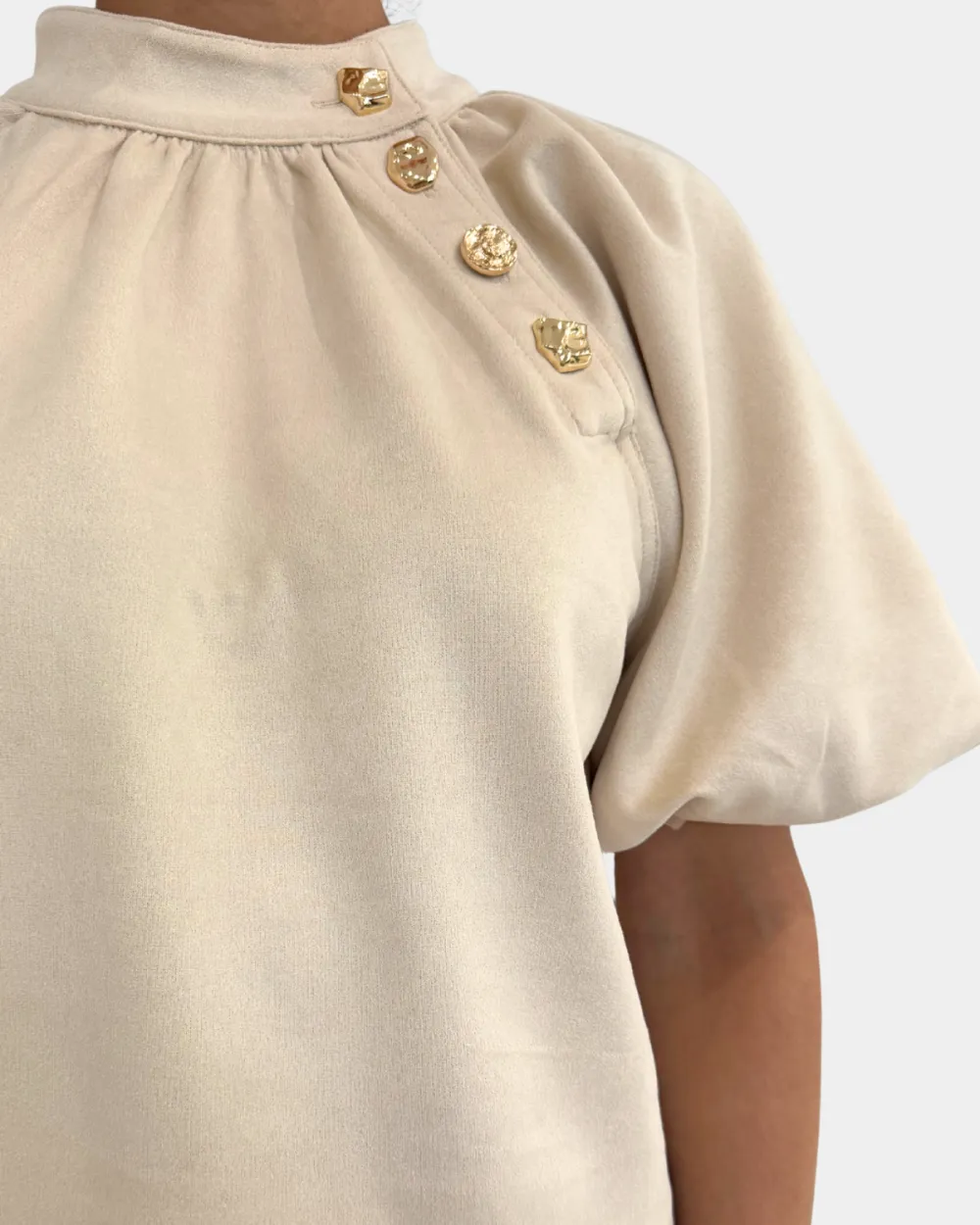 Button Accent Suede Top