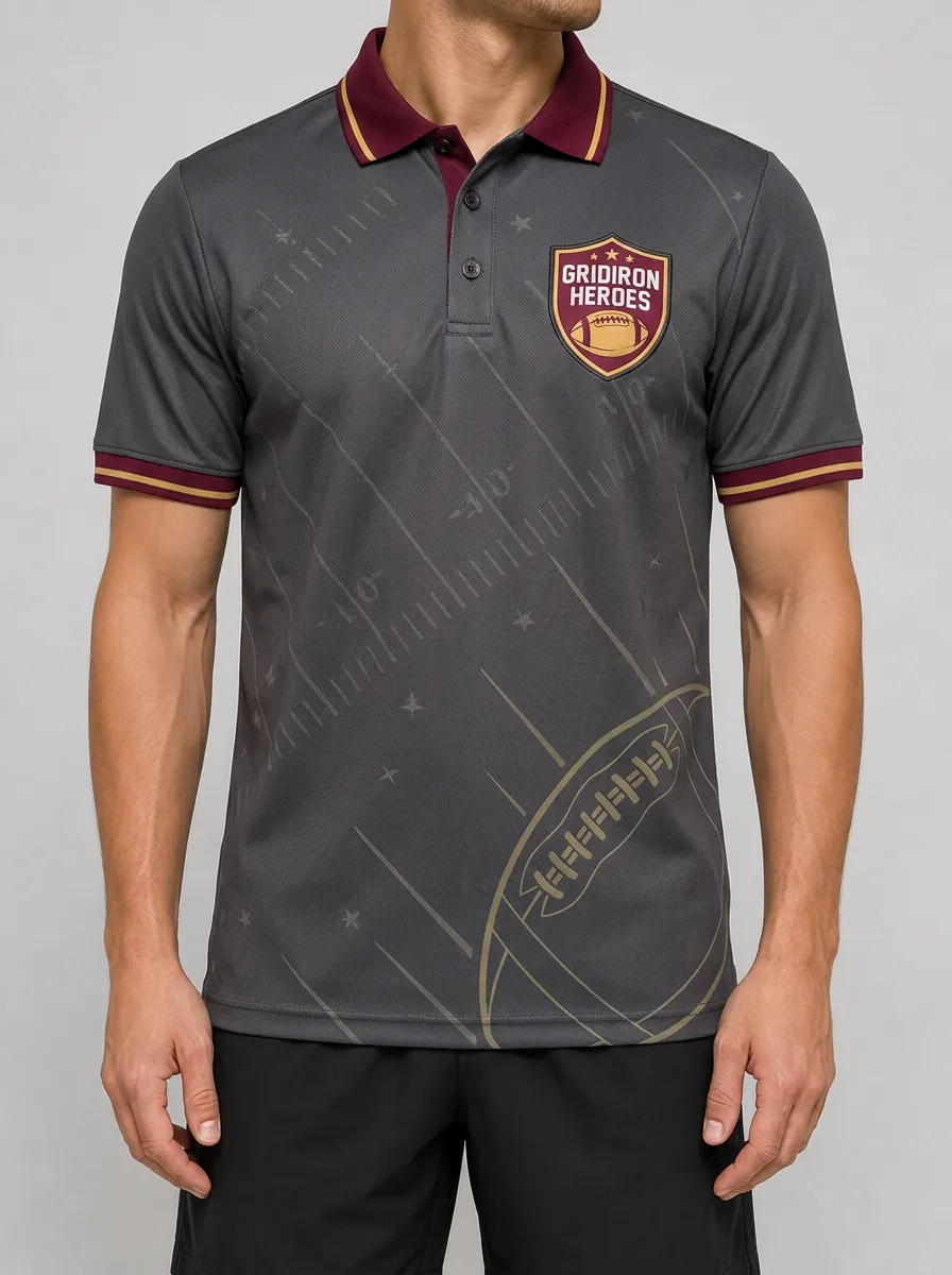 Men's American Football Gridiron Heroes Printed Polo Shirt