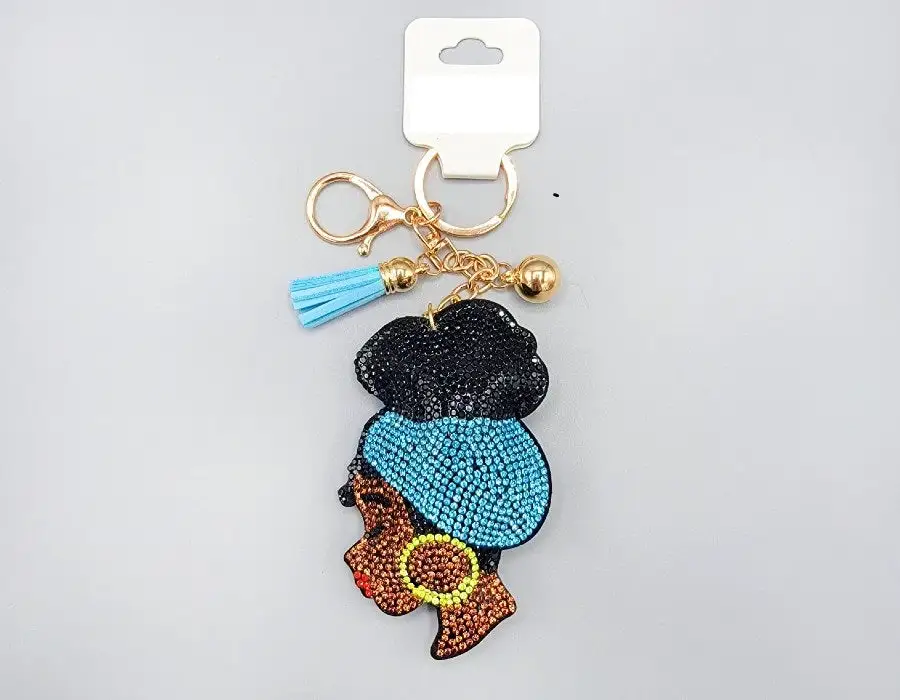 Polished Woman Portrait Charm Keychain