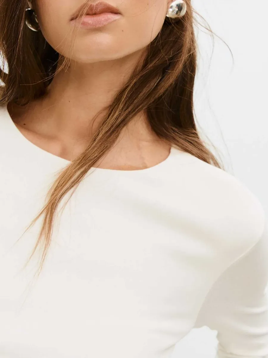 Solid Color Long-Sleeve Top