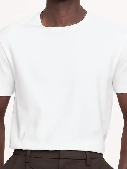 Men's Optic White Simple Cotton Short Sleeve