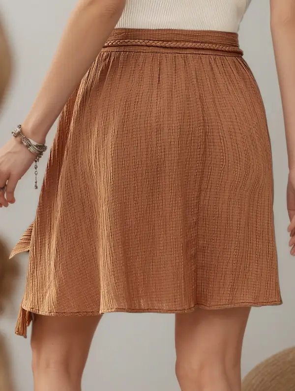 High Waist Tassel Tie A-Line Skirt
