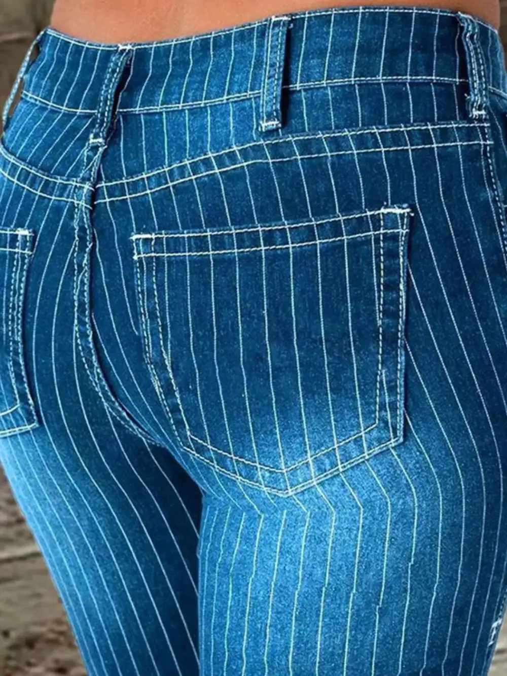 Flare Leg Button Denim Jeans