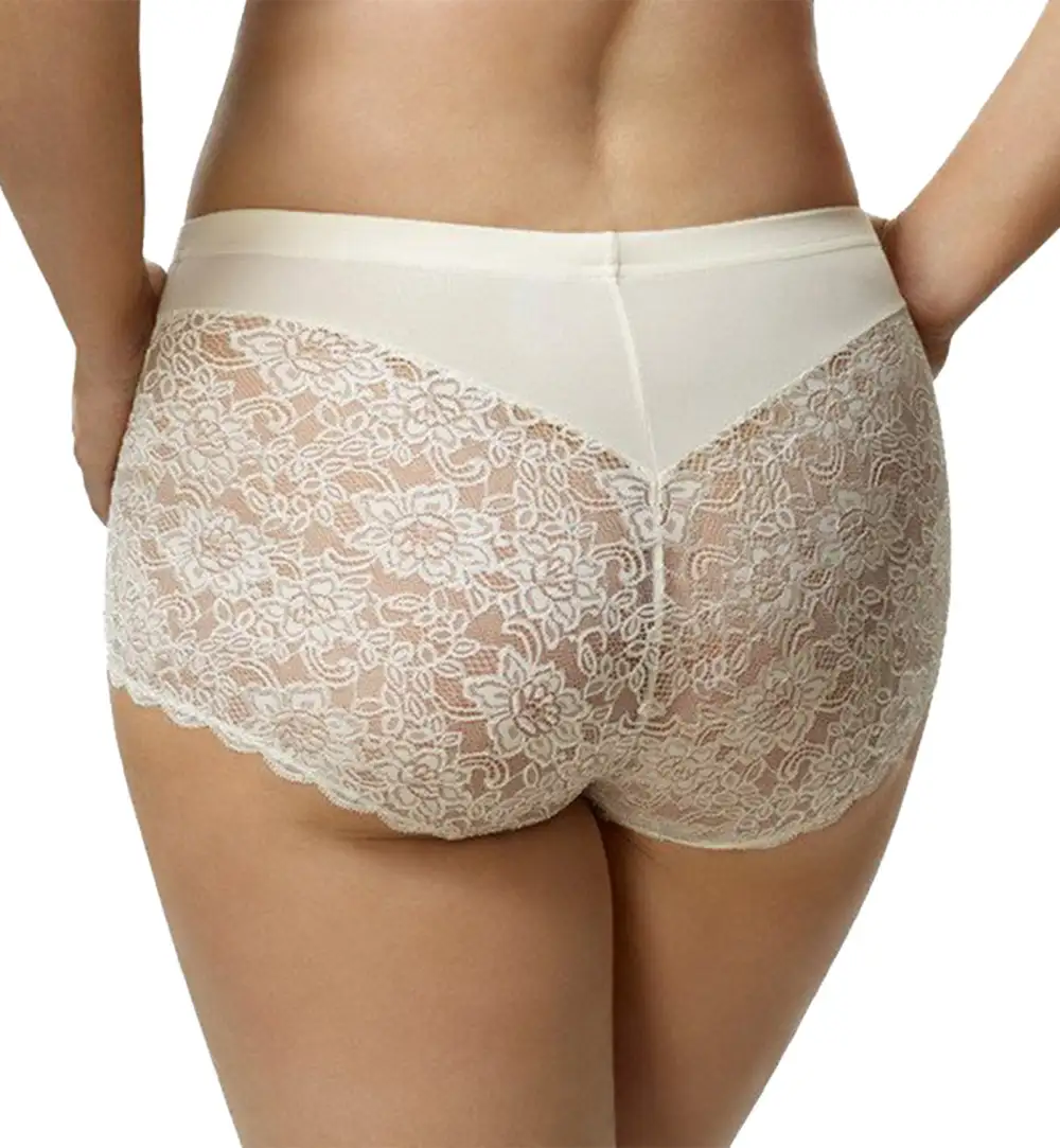 Classic High-Waist Stretch-Lace Cotton Shaping Control Brief