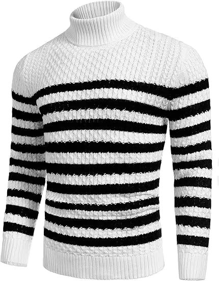Men's Slim Fit Turtleneck Sweater Casual Knitted Twisted Pullover Solid Sweaters PACKAGE SET