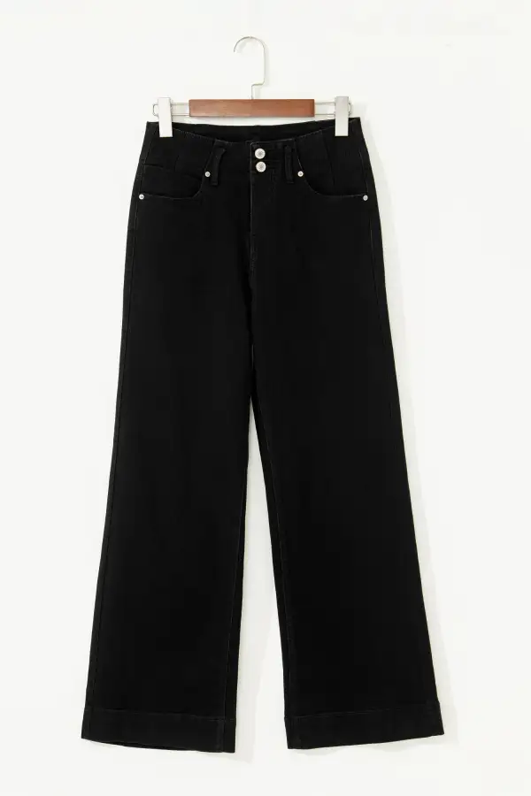 Flare Flared High Waist Button Bottom Jeans