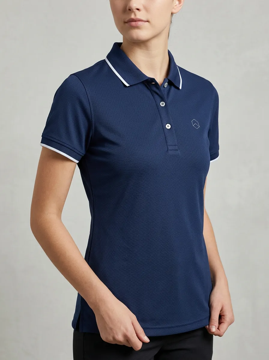 Women's Minimalist Geometric Logo Printed Polo Shirt