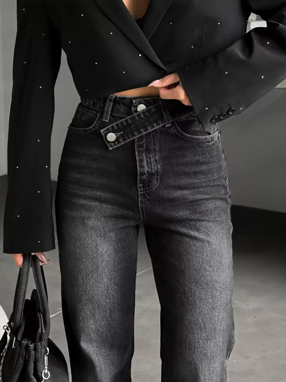 High Waist Slit Denim Jeans