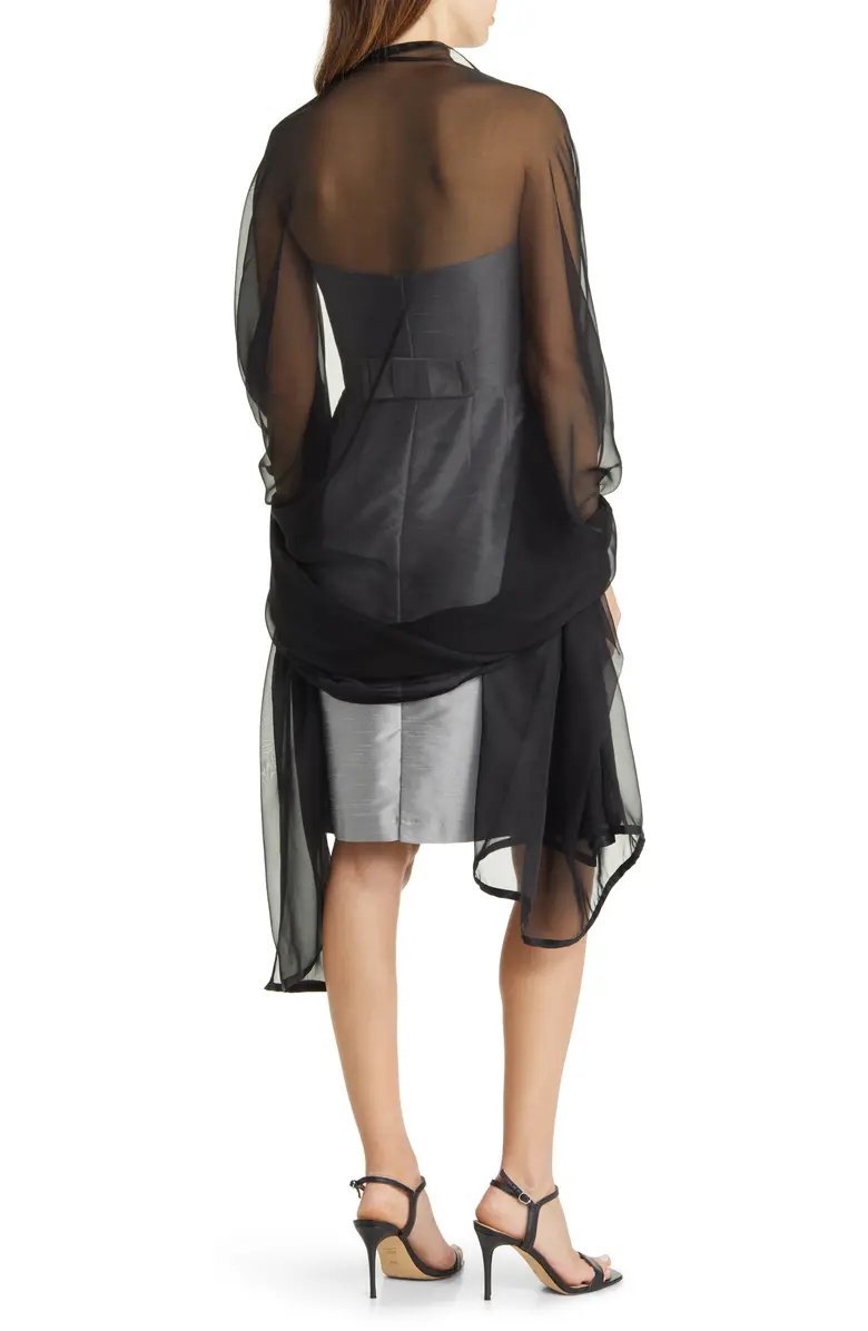 Satin Border Silk Chiffon Scarf