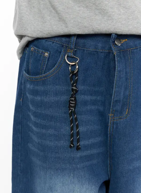 Men's Keyring Detail Denim Shorts
