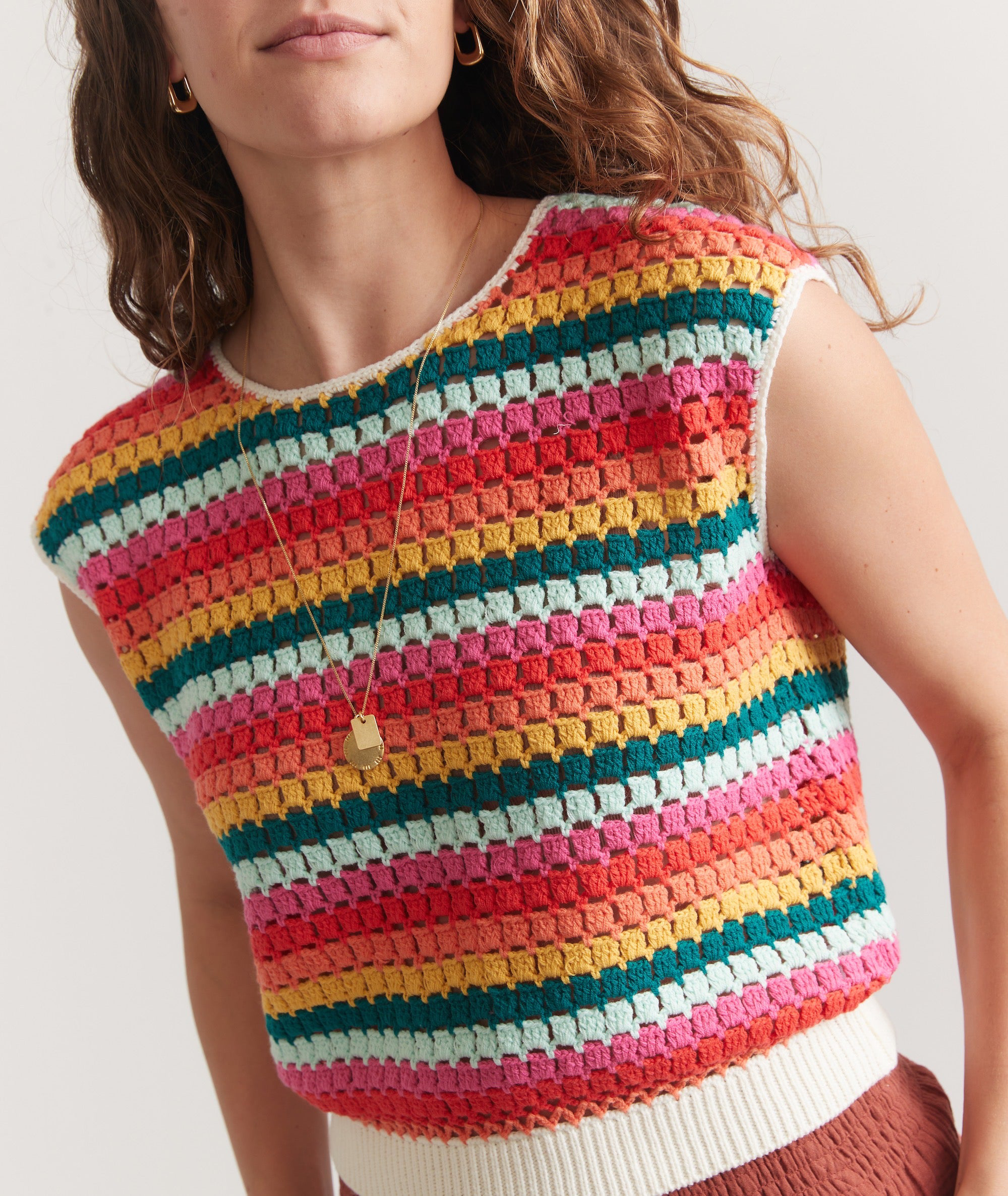 Sleeveless Multicolor Crochet Top