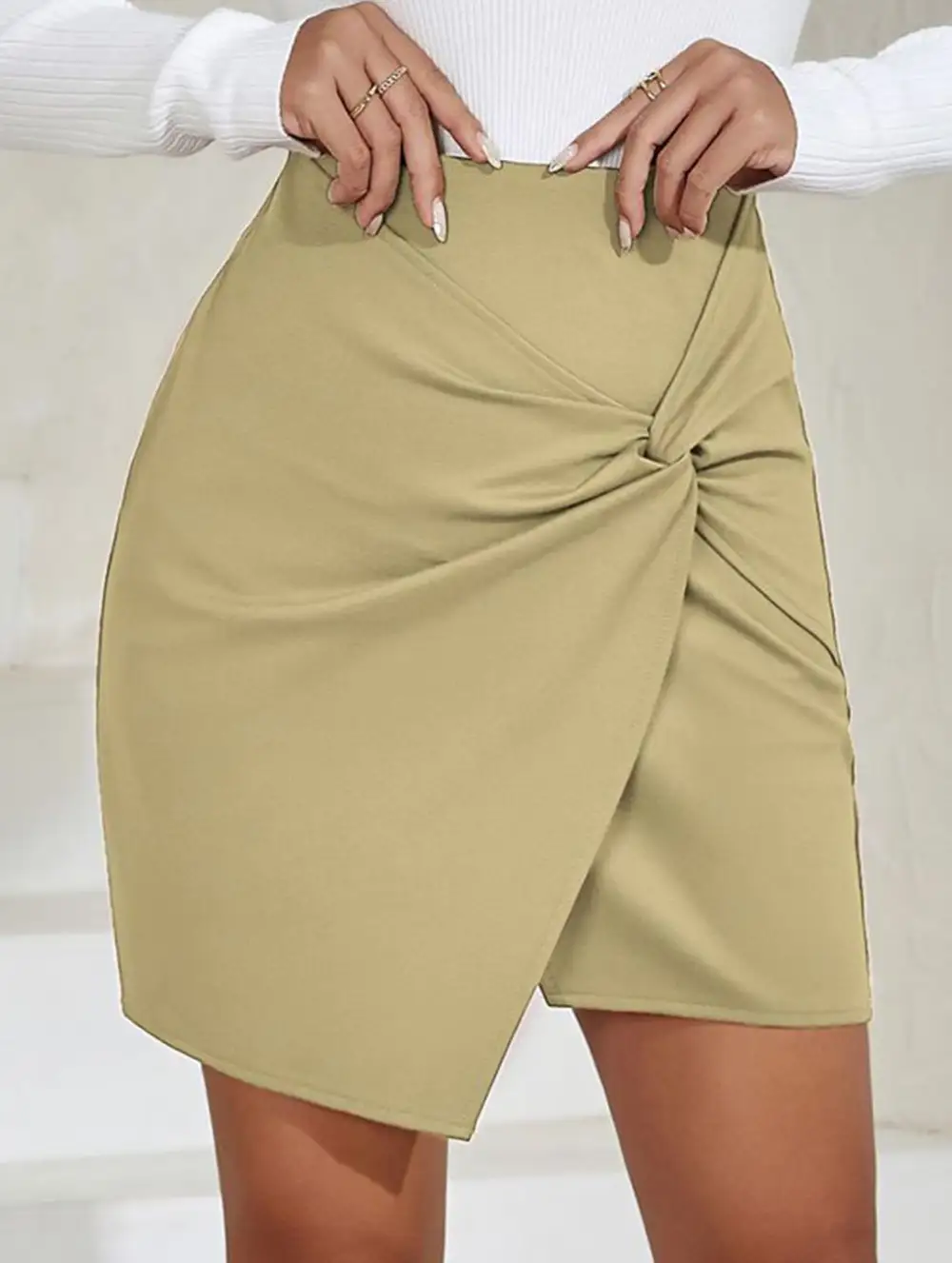 Ruched High Waist Bodycon Mini Skirt