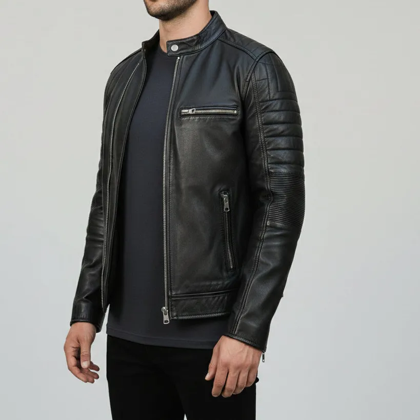 Outdoor Inspired Leather Biker Motorcycle Jacket