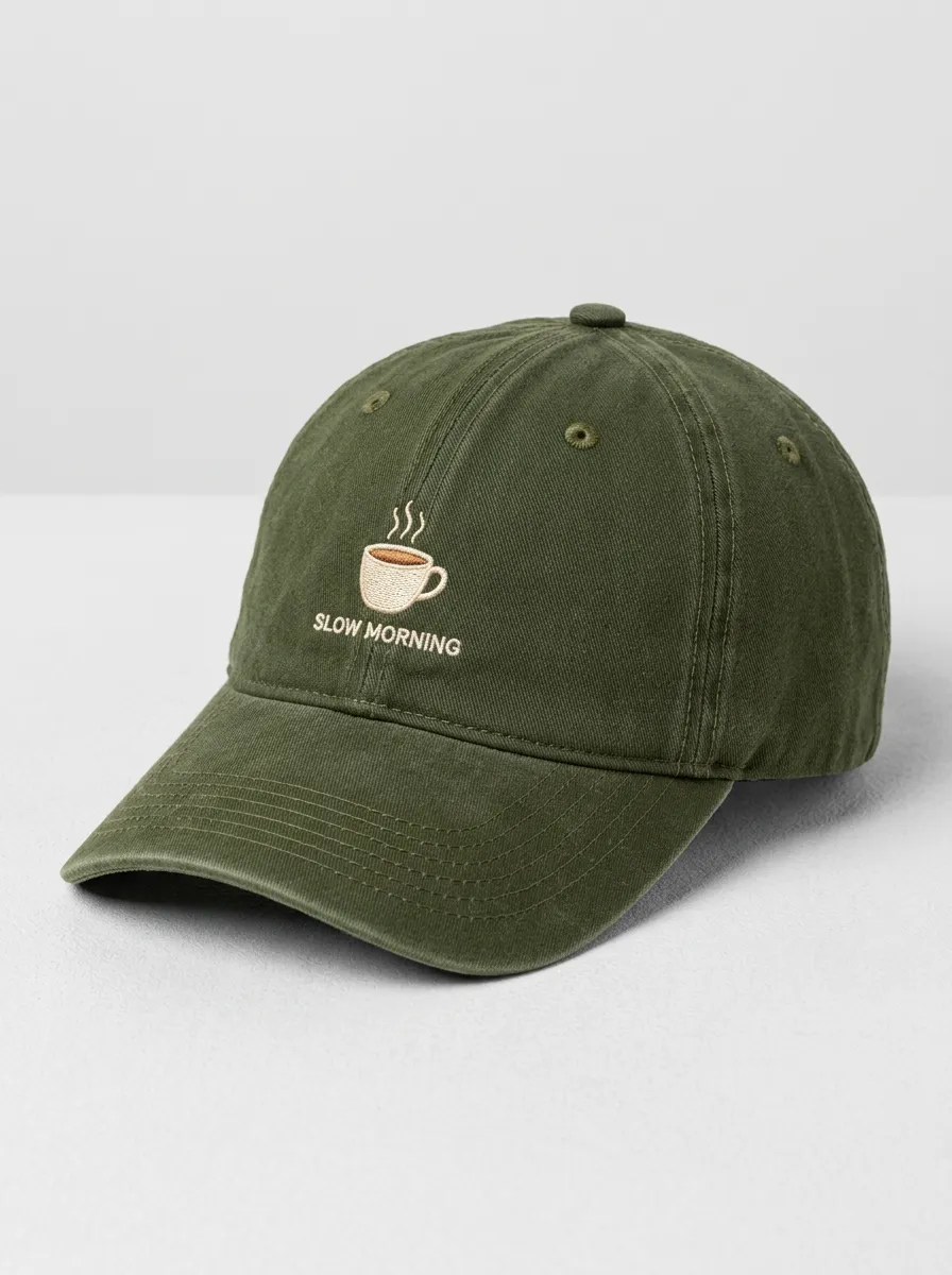 Coffee-Lover Slow-Morning Embroidered Unisex Baseball Cap