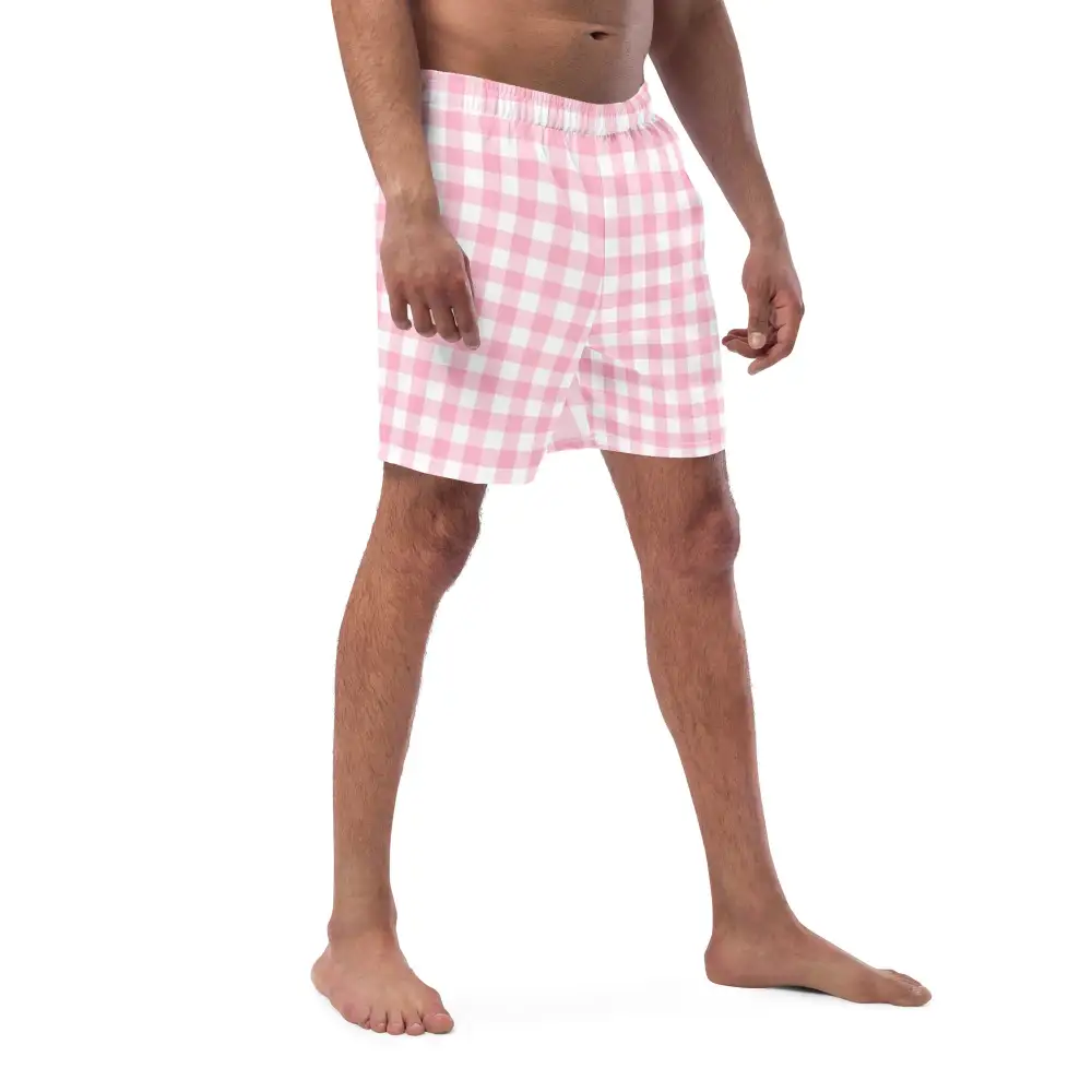 Breathable Gingham Swim Trunks