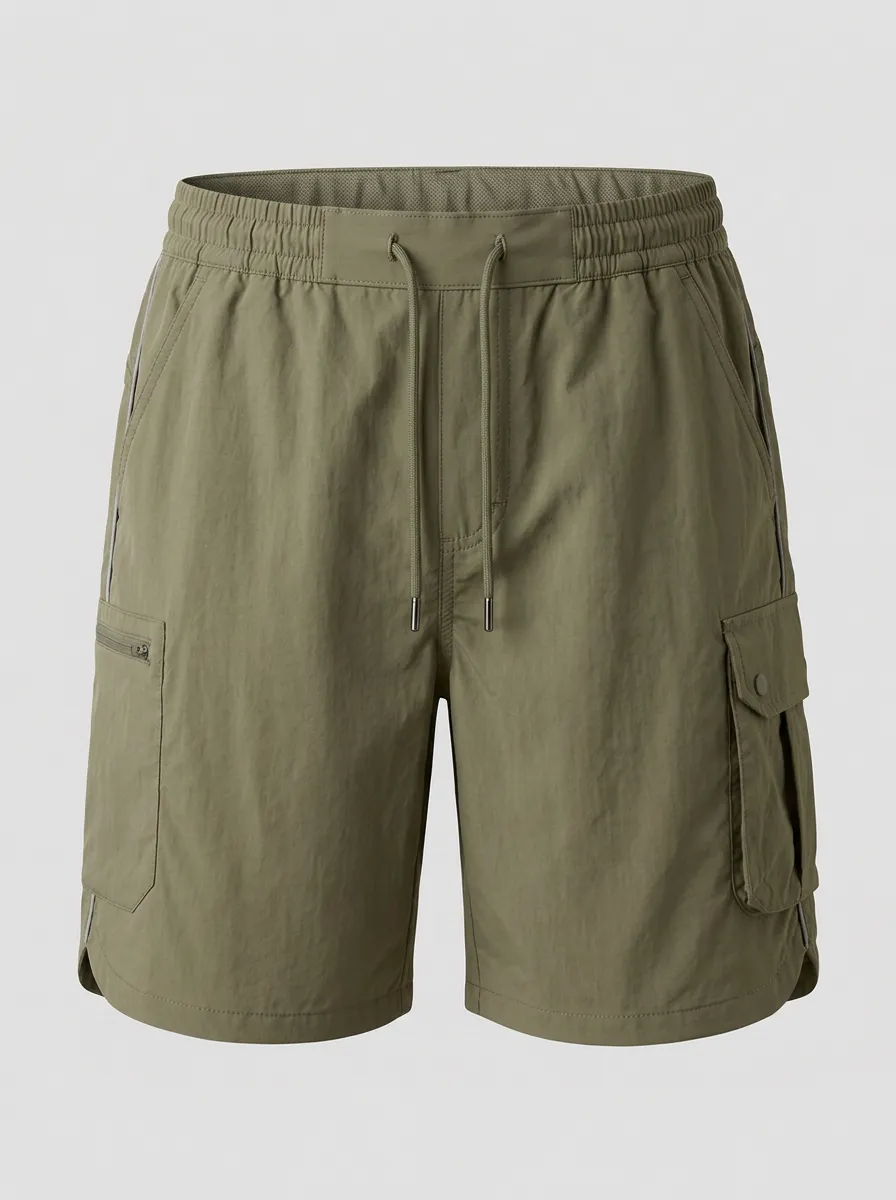 Men's Olive Green Utility Cargo Shorts - Design O