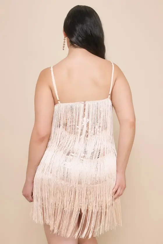 Get in the Groove Navy Blue Sequin Fringe Bodycon Dress