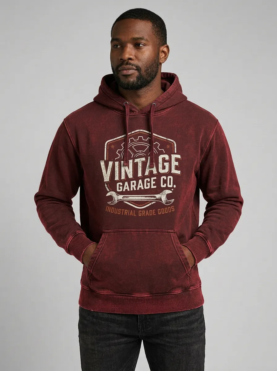 Men's Vintage Mechanic Garage Gear Wrench Graphic Hoodie