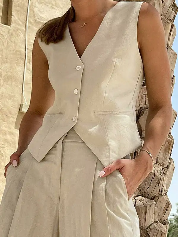 High Waist Relaxed Top And Pants Set