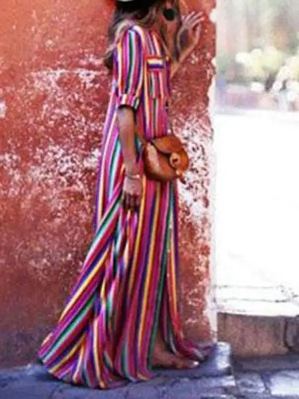 Sleeves Long Shirt Maxi Dress