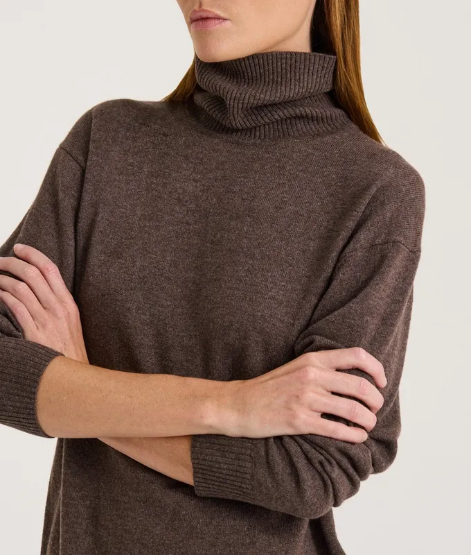 Truffle Oversized Merino Turtleneck Sweater