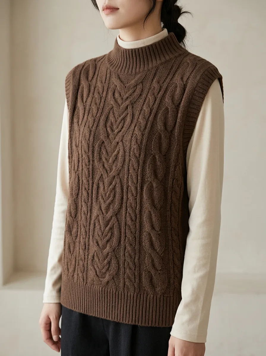 Cable Mock Neck Sweater Vest