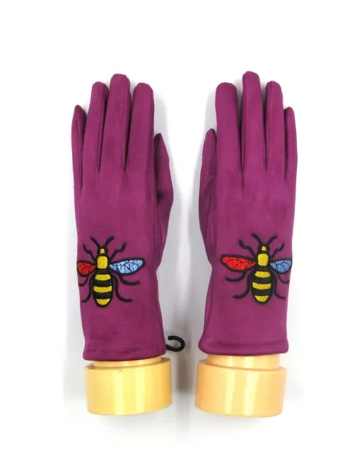 Bee Embroidered Winter Gloves