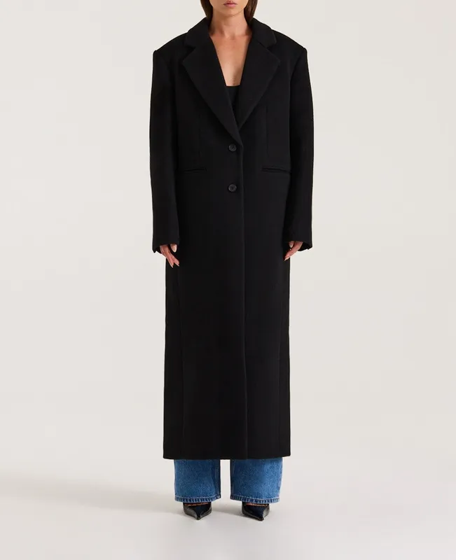Black Petite Wool Maxi Coat