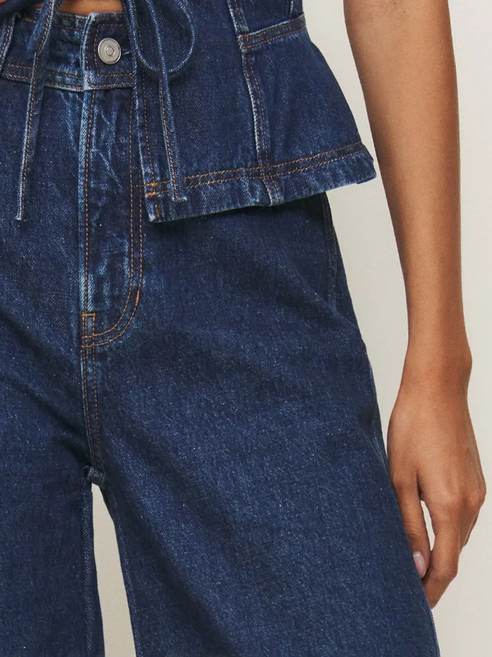 High Waisted Wide Leg Denim Jeans