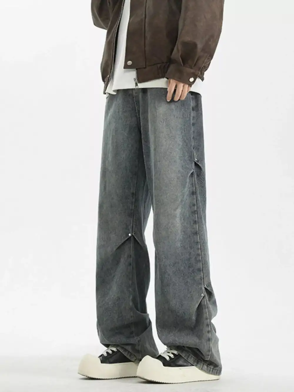 Classic Vintage-Wash Vintage Washed Wide-Leg Denim Jeans