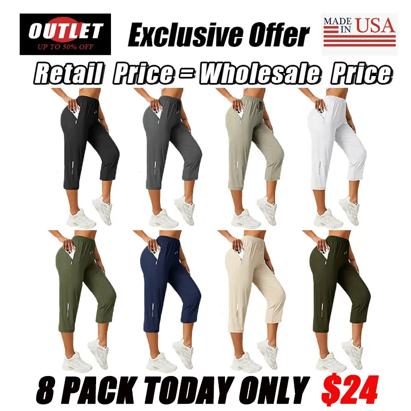 Women’s Capri Pants – Loose Fit, Summer Drawstring Waist, Zipper Pockets, Breathable High-Stretch Fabric, Suitable for Everyday Wear