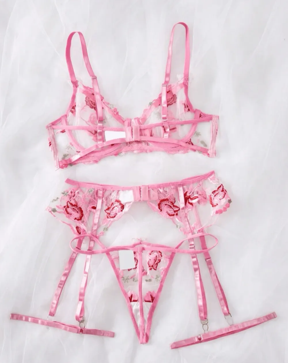Floral Lace Garter Lingerie Set