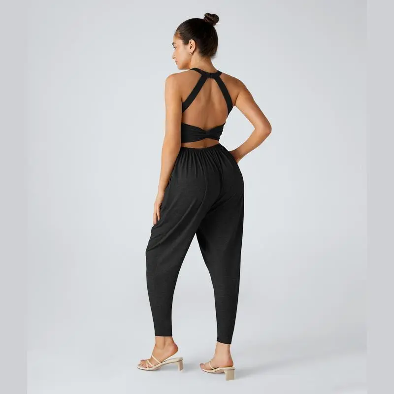 Backless Twisted U Neck Side Pocket Harem Casual Jumpsuit – Easy Peezy Edition 🔥 Limited-Time Offer — 50% OFF Today Only!