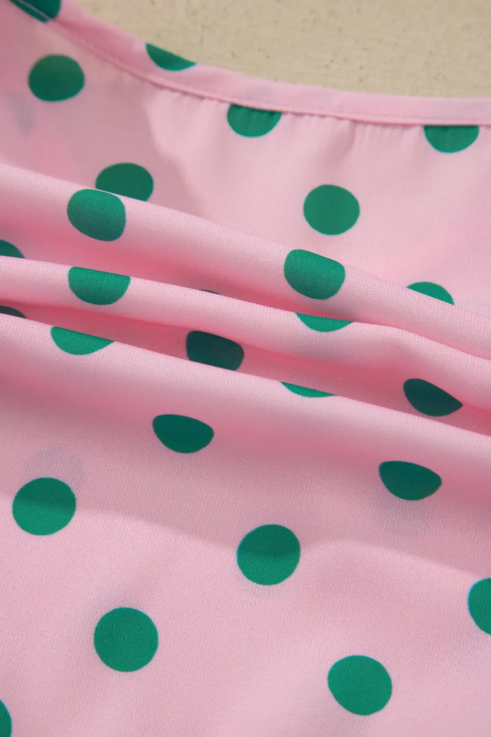 Ruffled V-Neck Dot Print Blouse