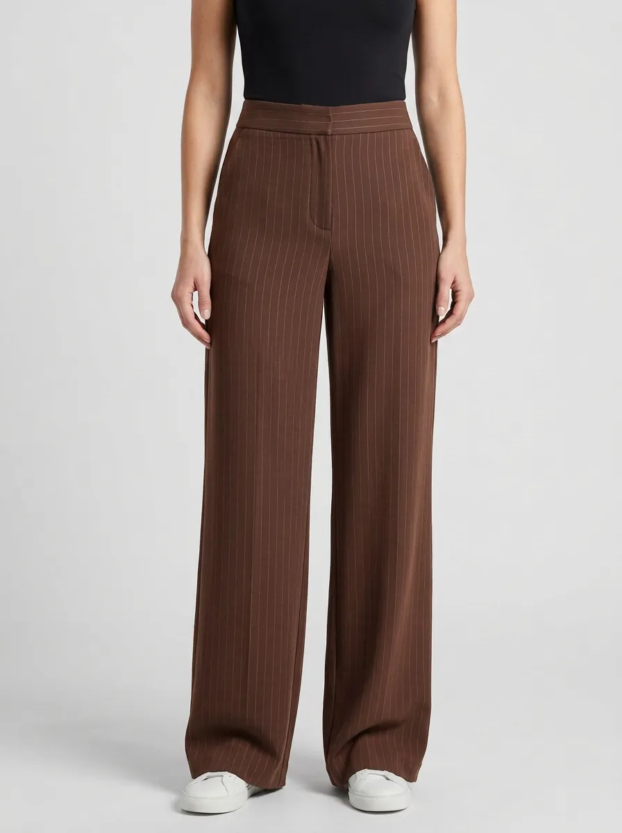 Modern Wide-Leg Pinstripe Printed Women's Wide-Leg Pants