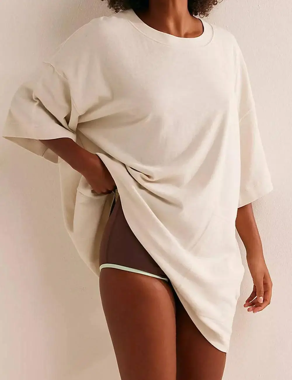 Soild Color Angled Pocket T-shirt Mini Dress Box T-shirt