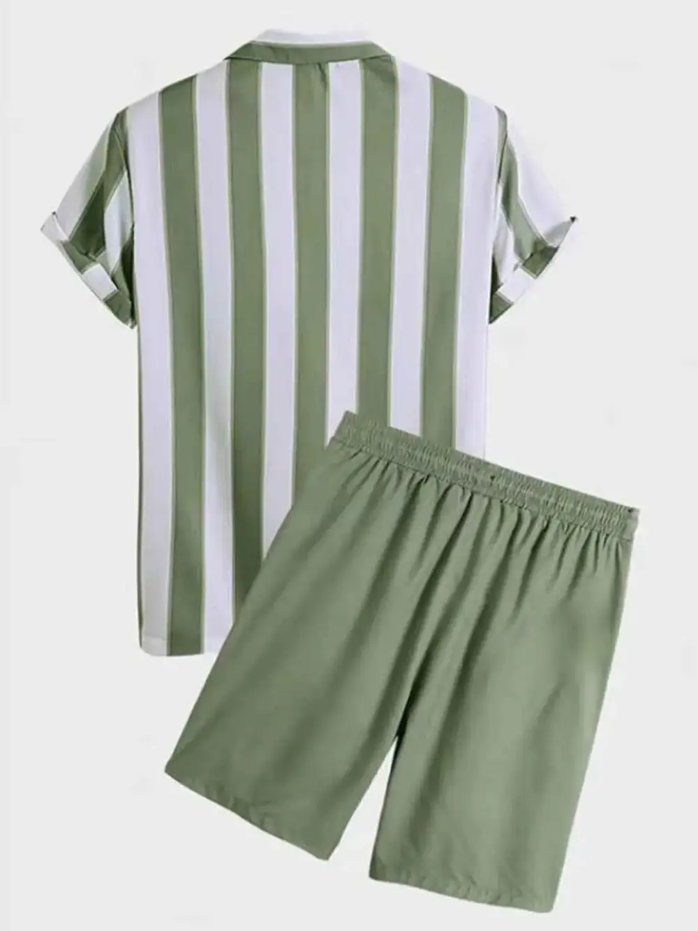 Striped Casual Shirt and Shorts Set