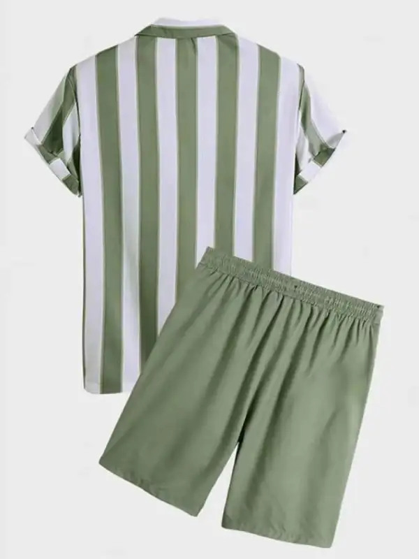 Striped Casual Shirt and Shorts Set