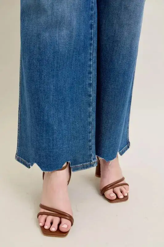 Everyday High Rise Distressed Wide Leg Jeans